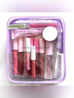 Smoke & Mirrors Essential Kit Lip Care With Small Clear Makeup Bag